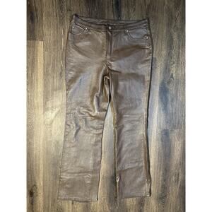 MetroStyle Chocolate Brown Leather Pants Women’s Size 14T Bootcut 36x33.5”